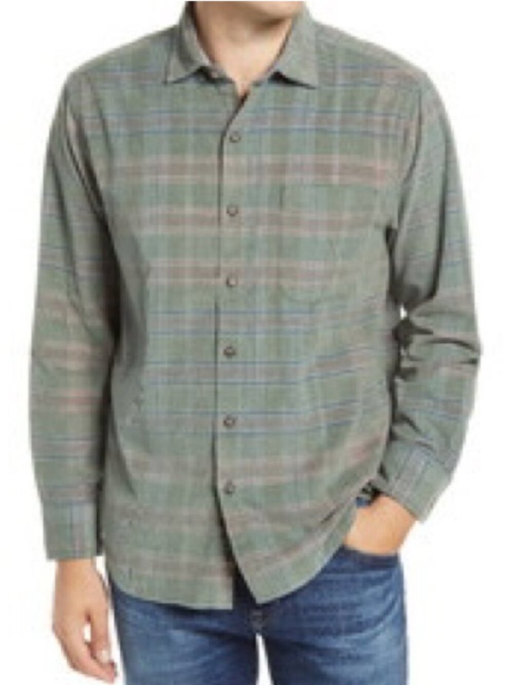 TOMMY BAHAMA | Coastline Corduroy Tropi-Cord Shirt | "Tea Leaf" | Size M